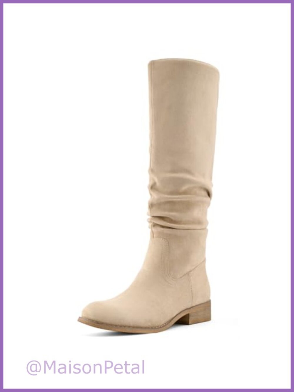 Faux Suede Knee High Slouch Boots Pointed Toe Low Heel Women's Pull-On